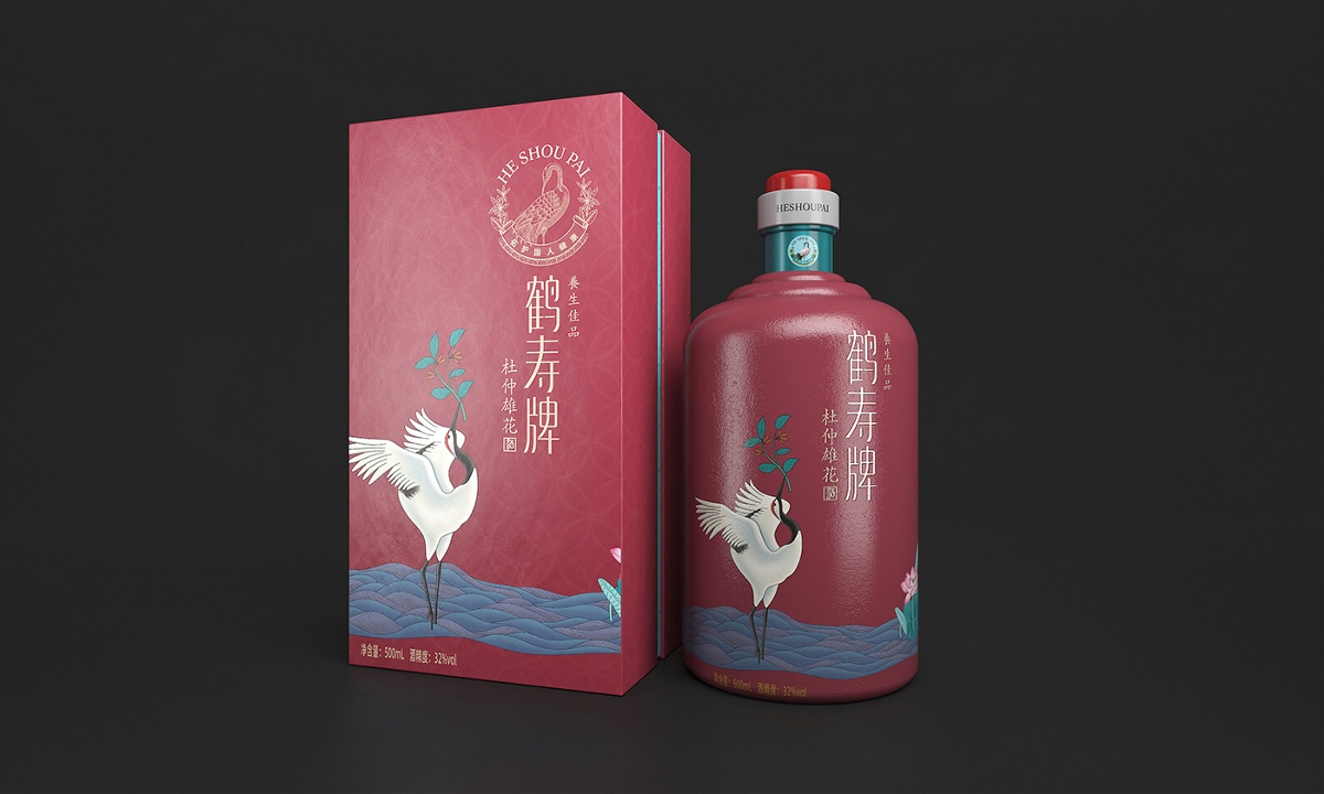 鹤寿牌杜仲酒杜仲茶—徐桂亮品牌设计