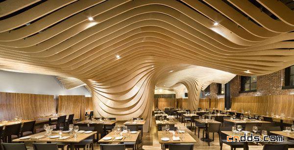 木质流畅的韵律：波士顿Banq餐厅前卫设计