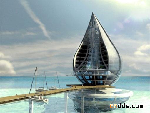 未来概念水滴状建筑