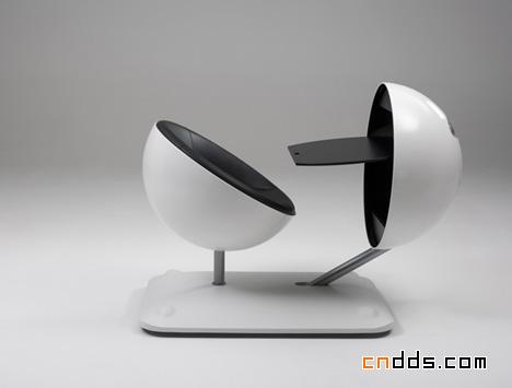圆球型的移动办公桌设计