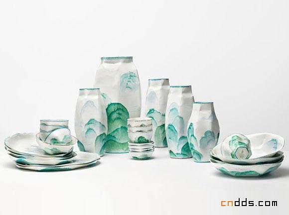 仿纸质褶皱感觉的陶瓷餐具