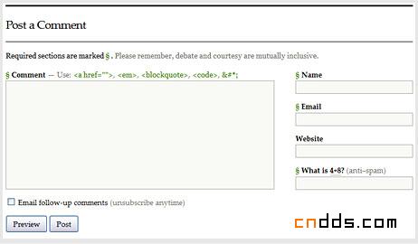 国外网页评论表单设计欣赏