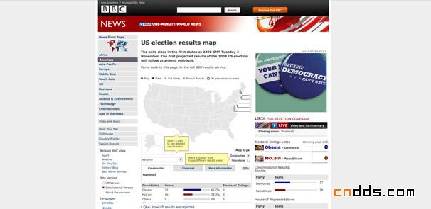 著名网站的美国大选网页界面设计