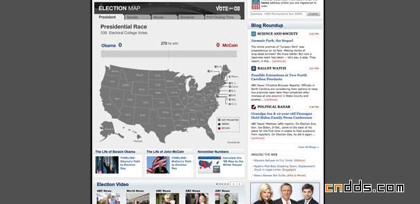 著名网站的美国大选网页界面设计