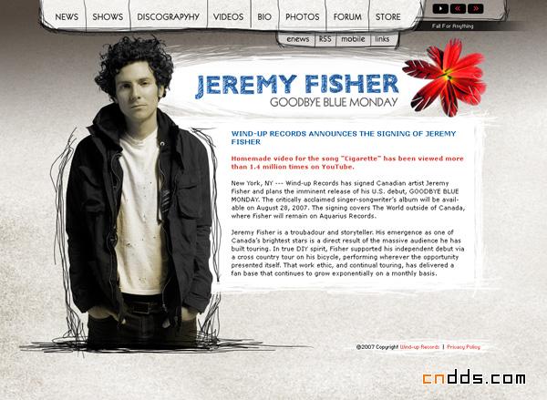 歌手jeremy fisher個人網站欣賞