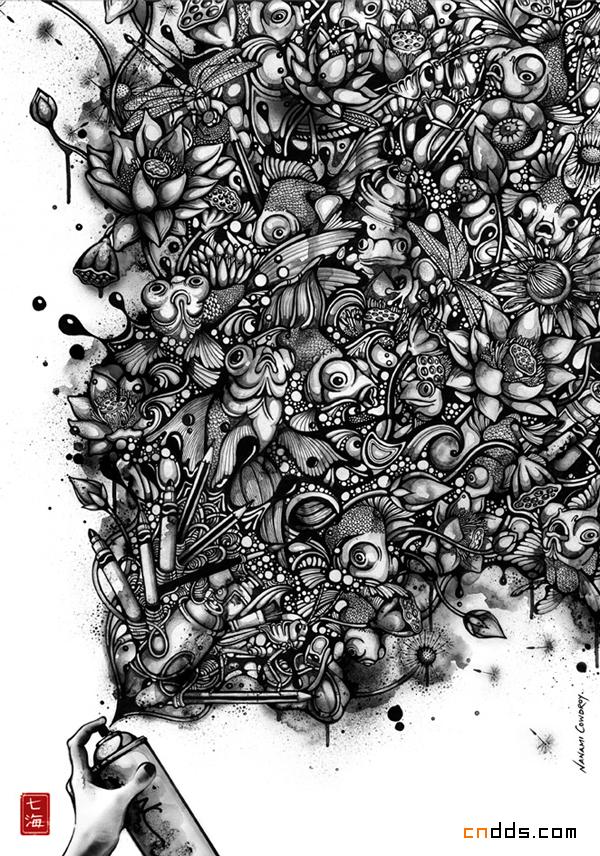 異國插畫描繪濃濃水墨風(fēng)情