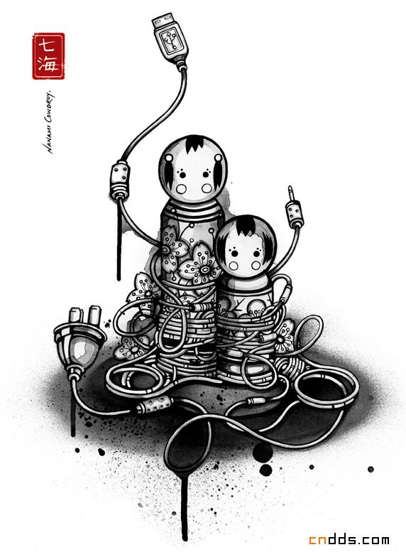 異國插畫描繪濃濃水墨風(fēng)情
