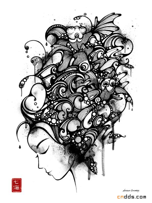 異國插畫描繪濃濃水墨風(fēng)情