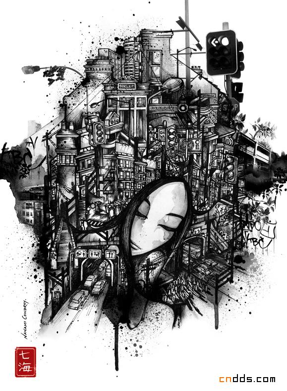 異國插畫描繪濃濃水墨風(fēng)情