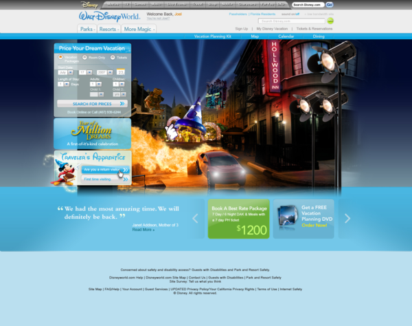 迪斯尼乐园(Disney world)网站设计欣赏