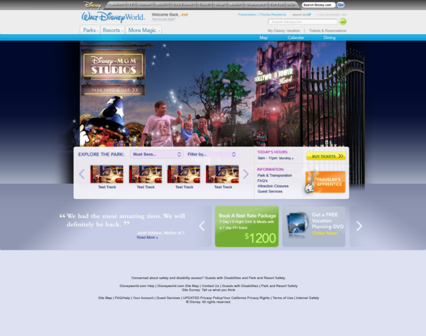 迪斯尼乐园(Disney world)网站设计欣赏