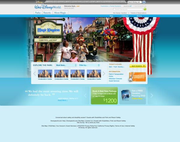 迪斯尼乐园(Disney world)网站设计欣赏