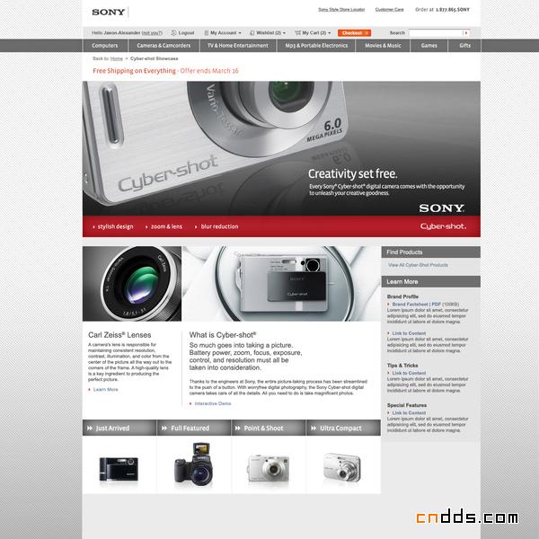 Sony Style網(wǎng)站界面設(shè)計
