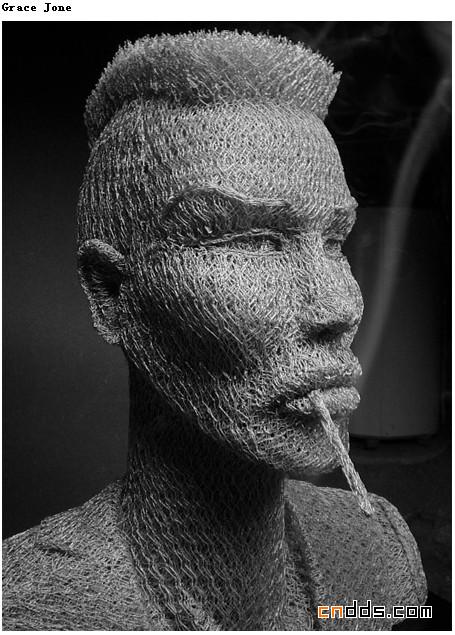 艺术家铁线网3D名人肖像雕塑