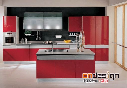 红色系厨房设计欣赏