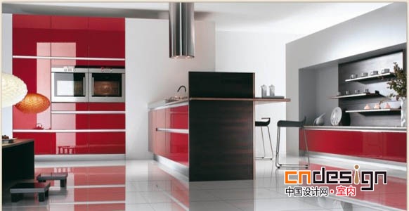 红色系厨房设计欣赏