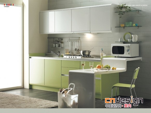 绿色系厨房设计欣赏