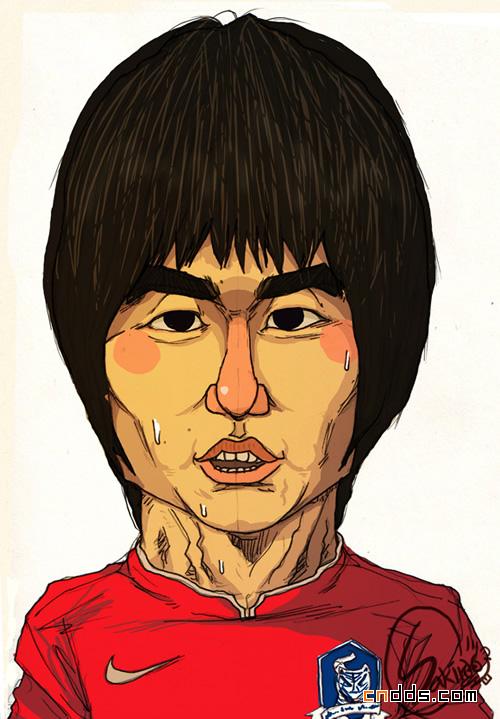 韩国插画师sakiroo：足球运动员人像漫画