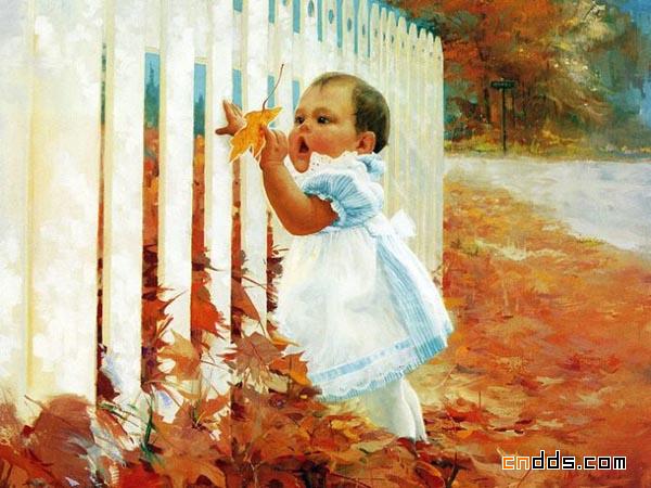 金色童年——温馨的儿童水彩画
