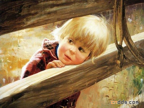金色童年——温馨的儿童水彩画