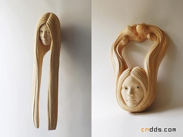 艺术家创造的木雕作品