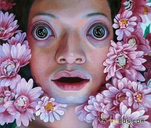 花丛中的瞳孔——另类油画