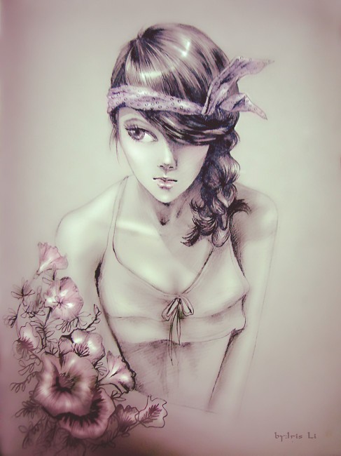 唯美女性插画设计