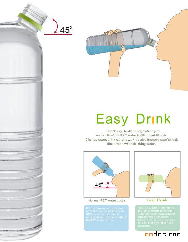 喝水多方便 45度斜角出水口的饮水瓶