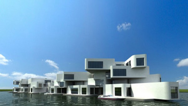 浮在水上的罕见的超级现代公寓设计