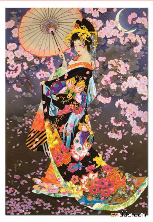 温文尔雅表现含蓄美得日本女性插画设计欣赏