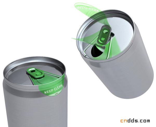 干净卫生的易拉罐绿色标签设计