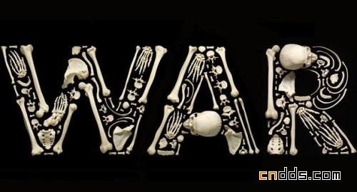 反战艺术：人类骨骼制作的艺术品