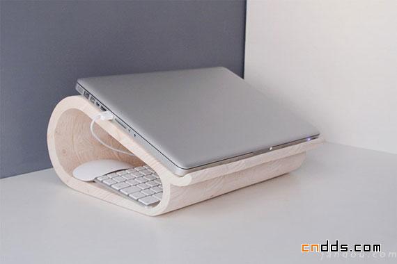 创意家居：纯木制笔记本电脑支架