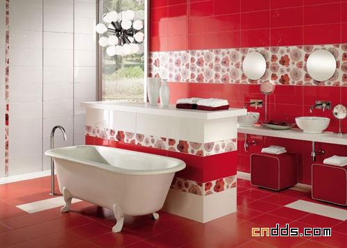 红色系浴室设计欣赏