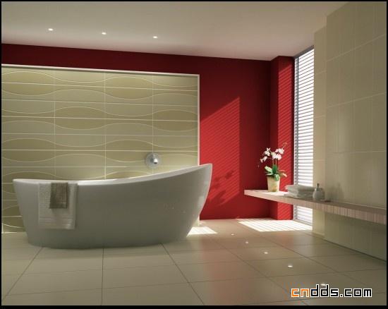 红色系浴室设计欣赏