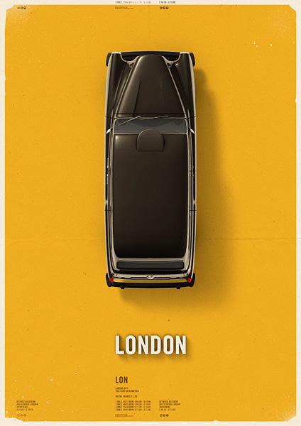 海报:不同城市的出租车