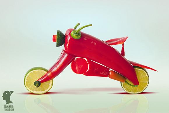 艺术家 Dan Cretu 的蔬菜水果雕塑作品