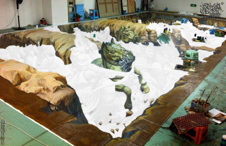 3D地画-《地下军团》齐兴华手绘3D画