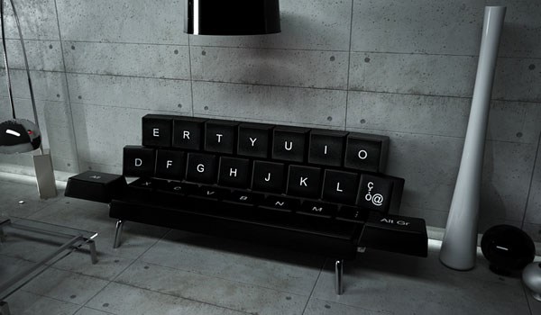QWERTY黑色键盘沙发设计 
