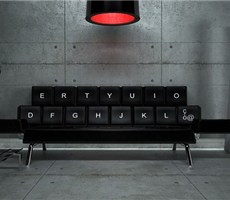QWERTY黑色键盘沙发设计 