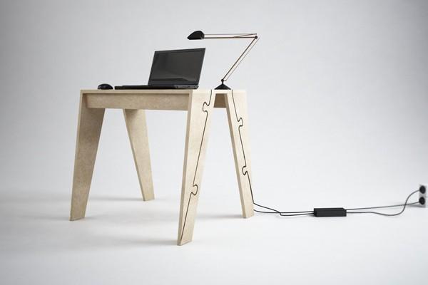 电脑桌设计-雕刻隐藏电线