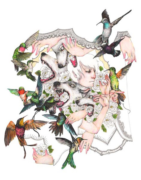 Fumi Nakamura插画作品自然 动物 花卉和人