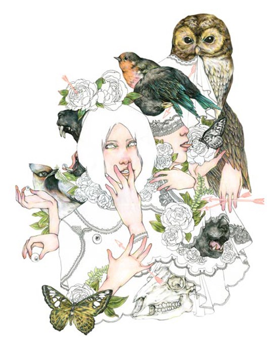 Fumi Nakamura插画作品自然 动物 花卉和人