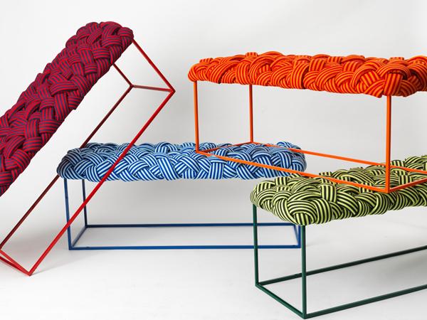 彩色条纹编织家具