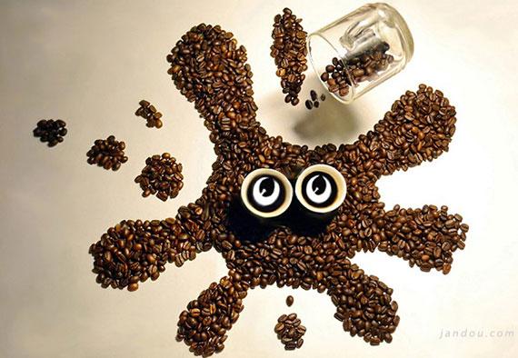 咖啡豆卡通造型创意作品