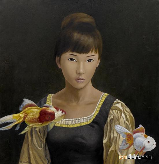 金鱼与美女精美油画欣赏