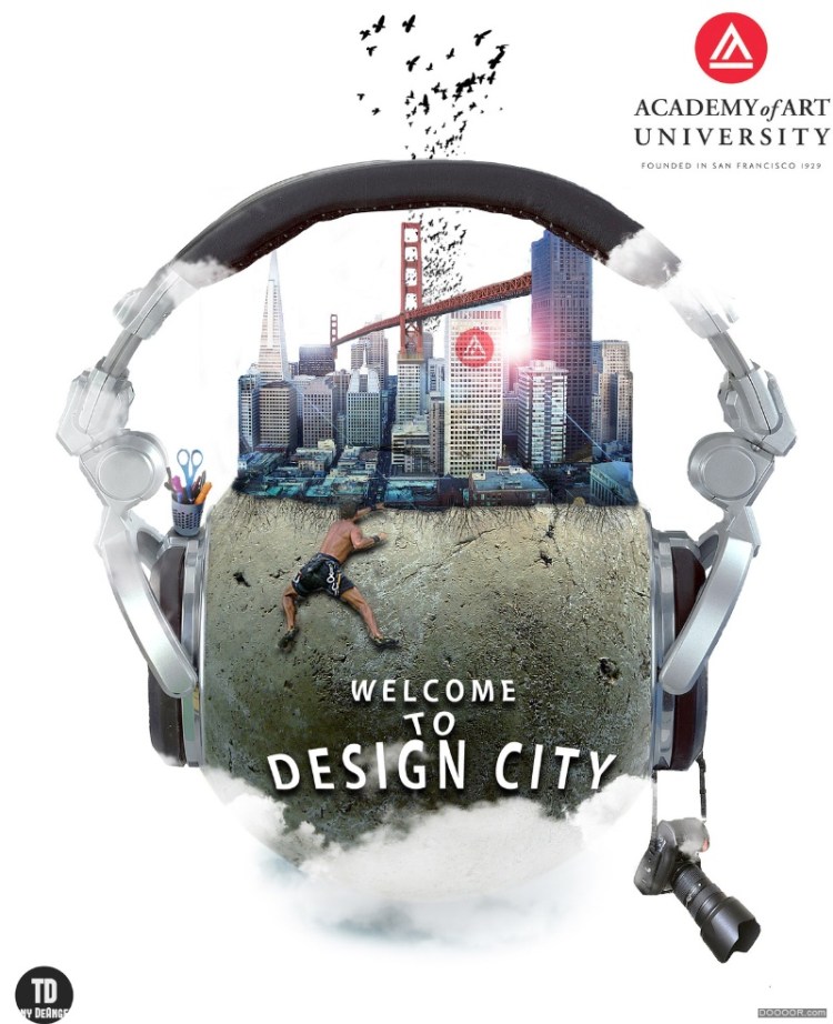 旧金山大学由耳机创作出的海报