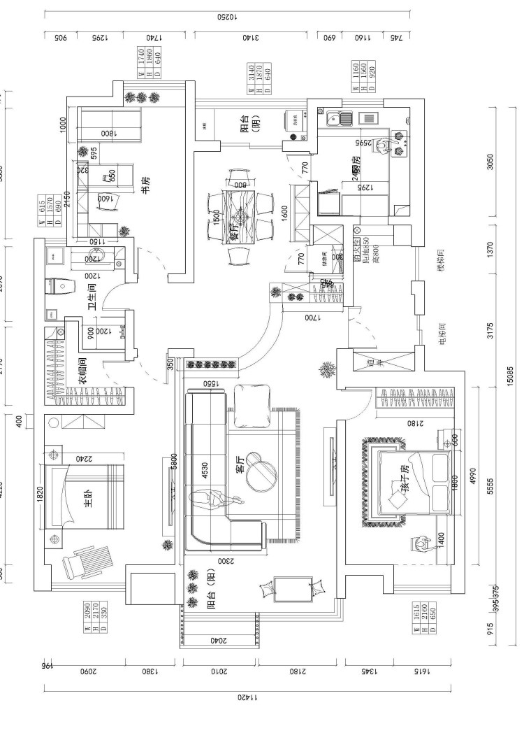 劉賀東設(shè)計(jì)-國(guó)際城  三室兩廳  160平米  錯(cuò)層 新中式