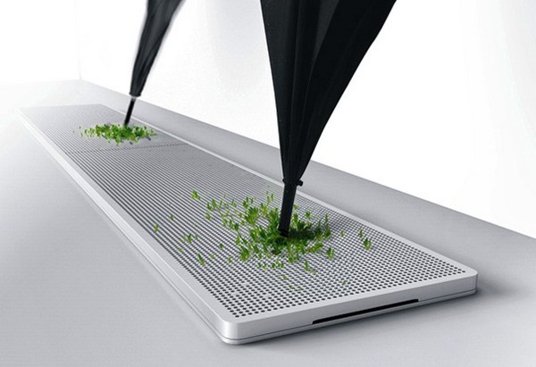 绿色植物的雨伞架