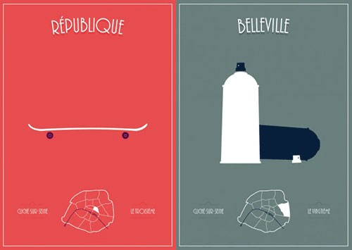 极简风格的巴黎cliches海报设计